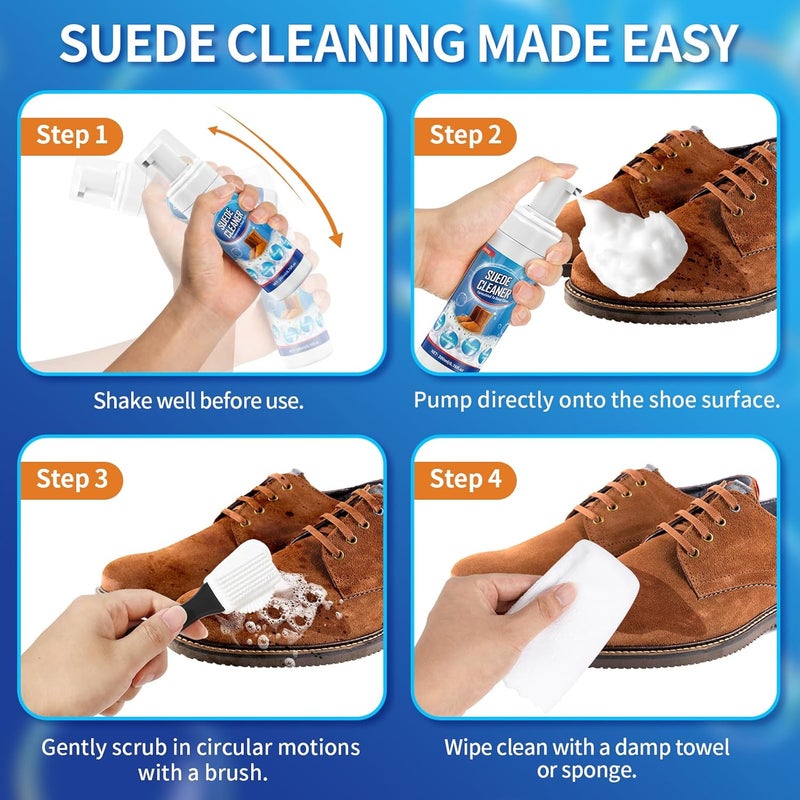 Jevvu Suede Shoe Cleaner, Suede & Nubuck Cleaner Foam, Shoe Cleaner Kit Removes Dirt & Stain - Image 5